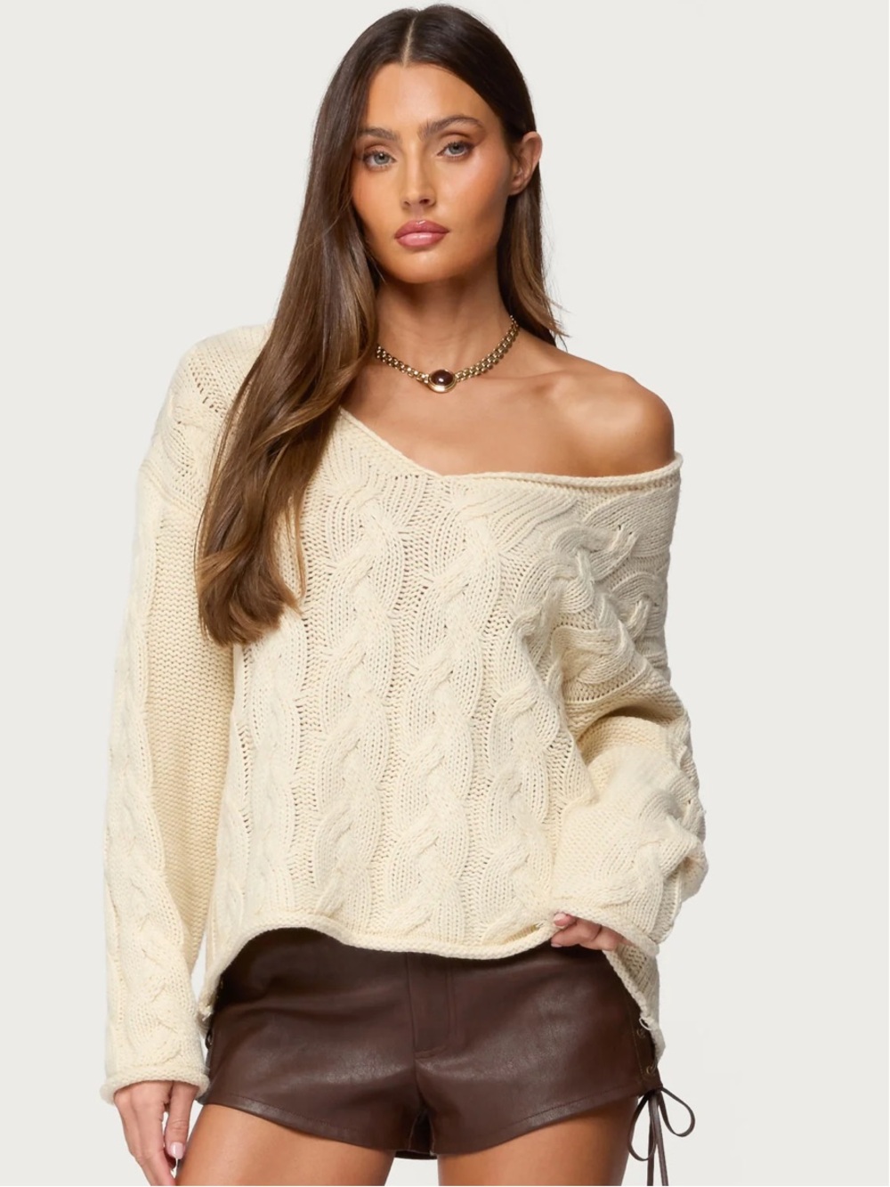 Edikted Inga Oversized Cable Knit Sweater